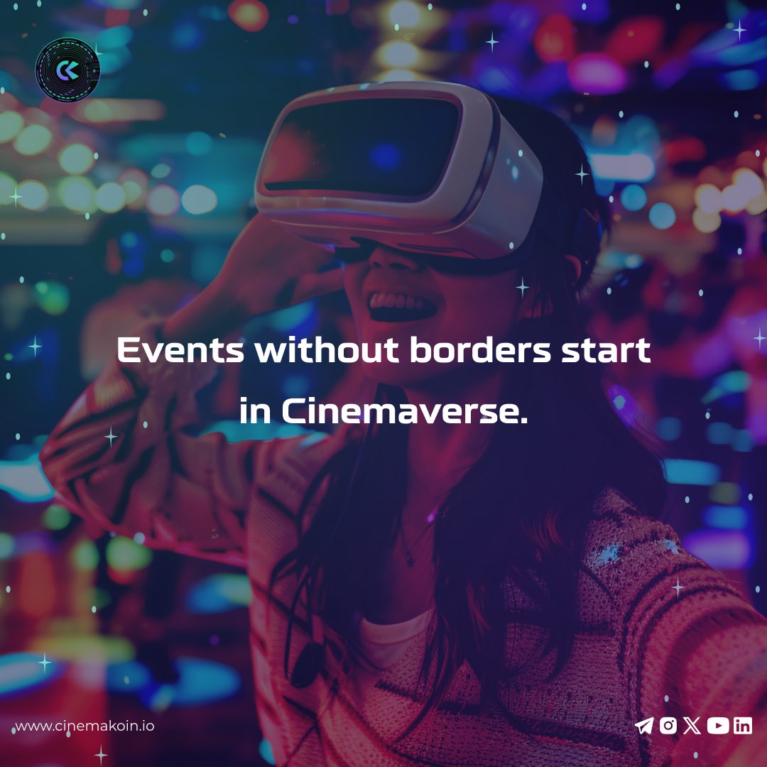 Concerts, premieres, expos—globally accessible.

Anytime. Anywhere.

#CinemaKoin #CryptoDaily #crypto #Bitcoin #Blockchain #BTC #cryptocurrency #ethereum #nfts #ck #cswap #cinemarketplace #CryptoCommunity #CryptoNews #Metavers #DreamWorld