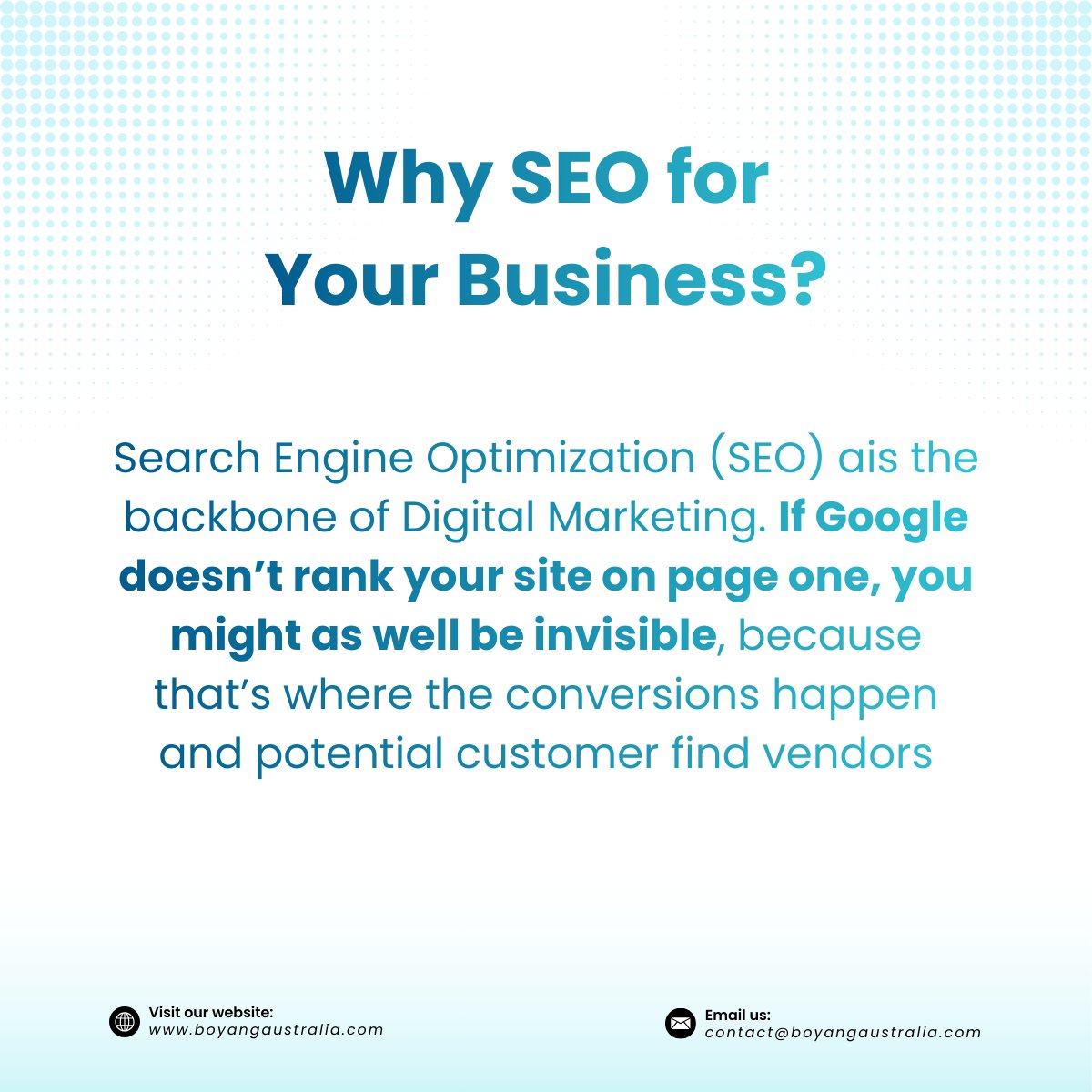BYCSHK's tweet image. Most businesses don’t need “more marketing.” They need #SEO that actually converts.

Because if your customers can’t find you on Google, they’ll find your competitors instead.

#BYCS #SEOAgencyAustralia #DigitalMarketing #TechnicalSEO #LocalSEO #DigitalGrowth #BusinessGrowth