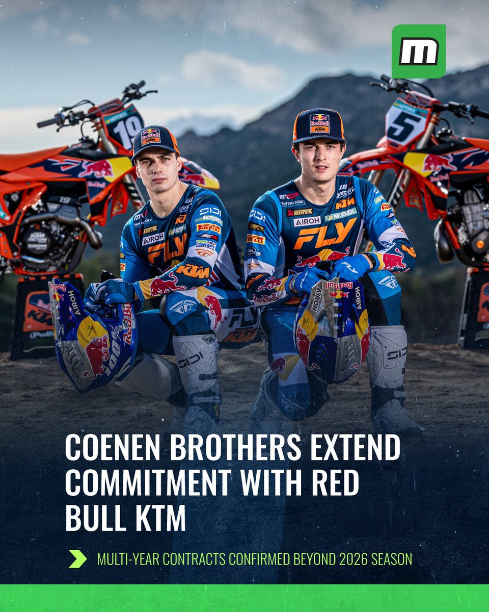 Highly-rated Belgian twins Lucas and Sacha Coenen have made multi-year commitments with Red Bull KTM Factory Racing, extending their contracts with the Austrian manufacturer beyond the upcoming 2026 season. 🔗 motoonline.com/us/coenen-brot…