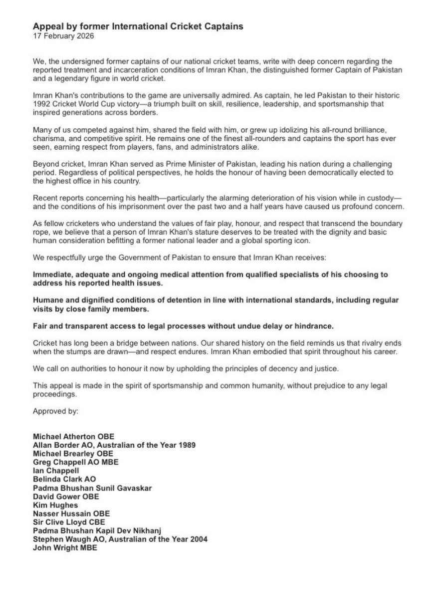 All for IMRAN KHAN this is the beauty of cricket.
Shame for PAKISTANI's Captain 
 #T20WorldCup2026 
#ImranKhanHealthEmergency