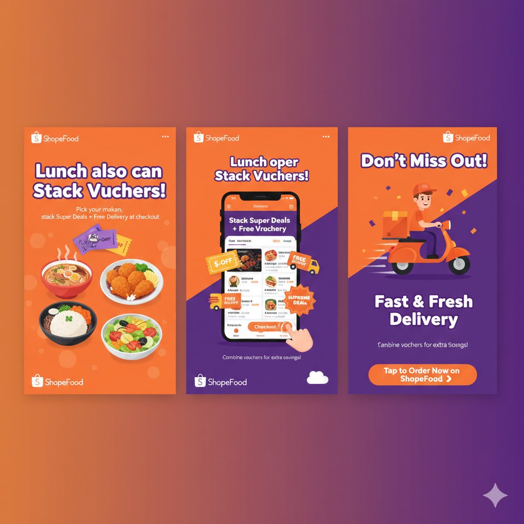 Lunch also can Stack Vouchers!

Pick your makan, and stack Super Deals + Free Delivery at checkout. Tap to order now on ShopeeFood 👉🏻 spf.shopee.com.my/Lhrc5X8uC
