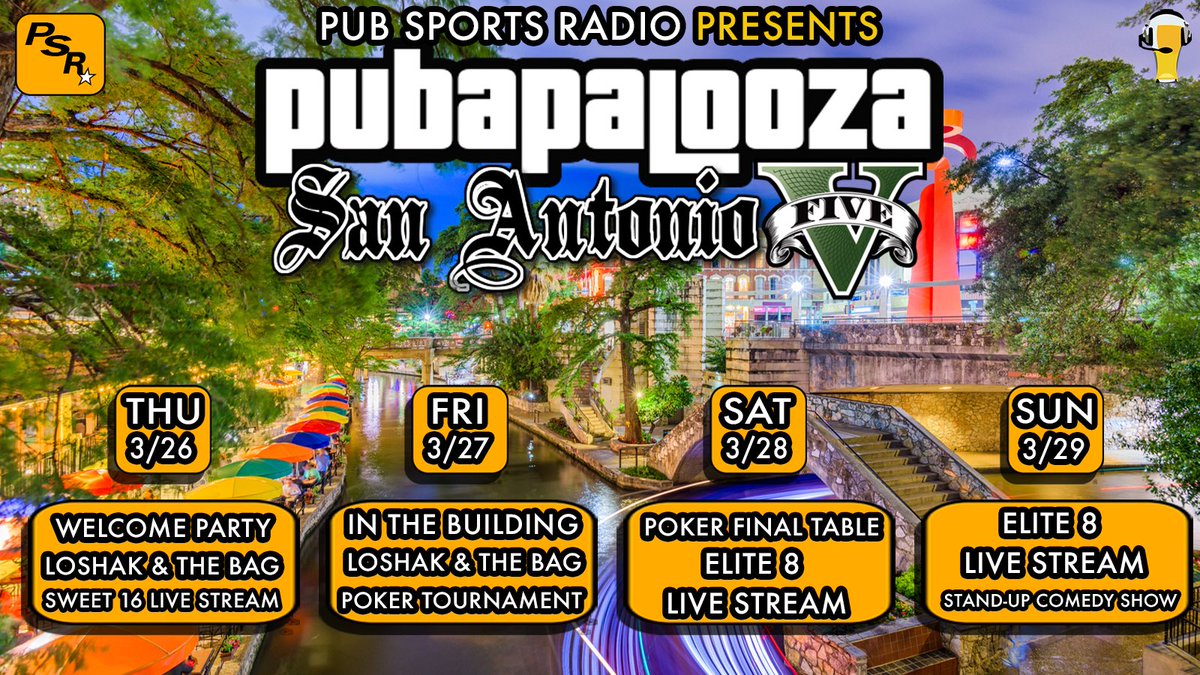 PubSportsRadio's tweet photo. Pubapalooza is Almost Here! Wall-to-Wall Action All Weekend; MLB Opening Day, Sweet 16 &amp; Elite 8 Action All Feature During Pubapalooza. 

Take a peek at the schedule for the weekend! 👀 https://t.co/fG5GJ7QfU8