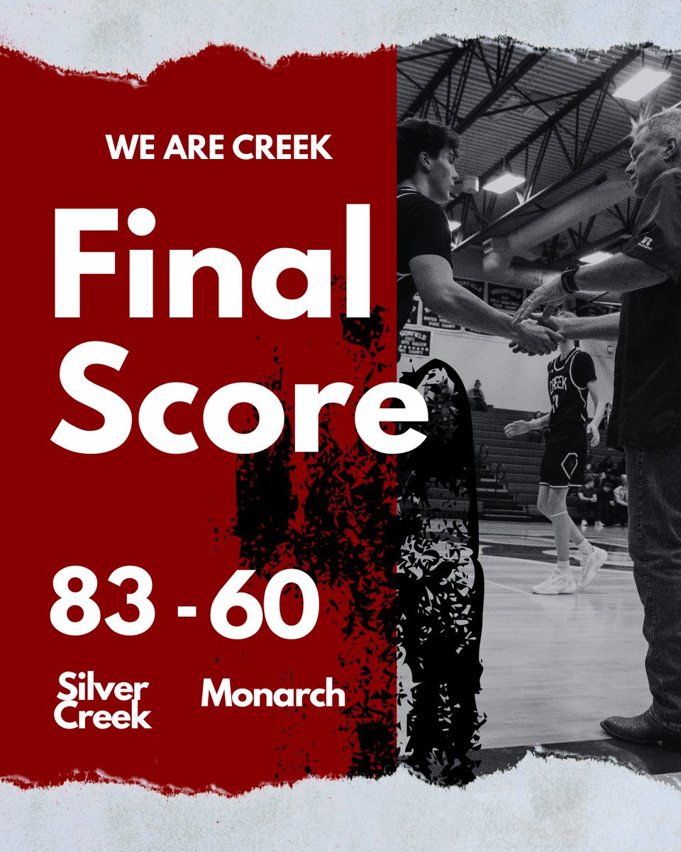 83–60. Everybody contributed. Great team win on the road. Two straight at home up next. #WeAreSC #CreekHoops #GoSilverCreek #CoPreps