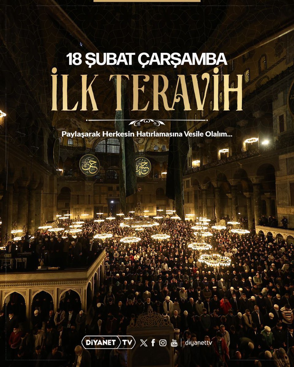 DiyanetTV's tweet photo. İlk teravih,
İlk sahur,
İlk oruç…
Bizleri bu müstesna zaman dilimine ulaştıran Yüce Rabbimize sonsuz hamdüsena, Efendimiz Hz. Muhammed Mustafa’ya salât ve selam olsun. 
Hayırlı Ramazanlar...

🔸 Paylaşarak Herkesin Hatırlamasına Vesile Olalım! 

#Ramazan https://t.co/fWsPfc2ymL