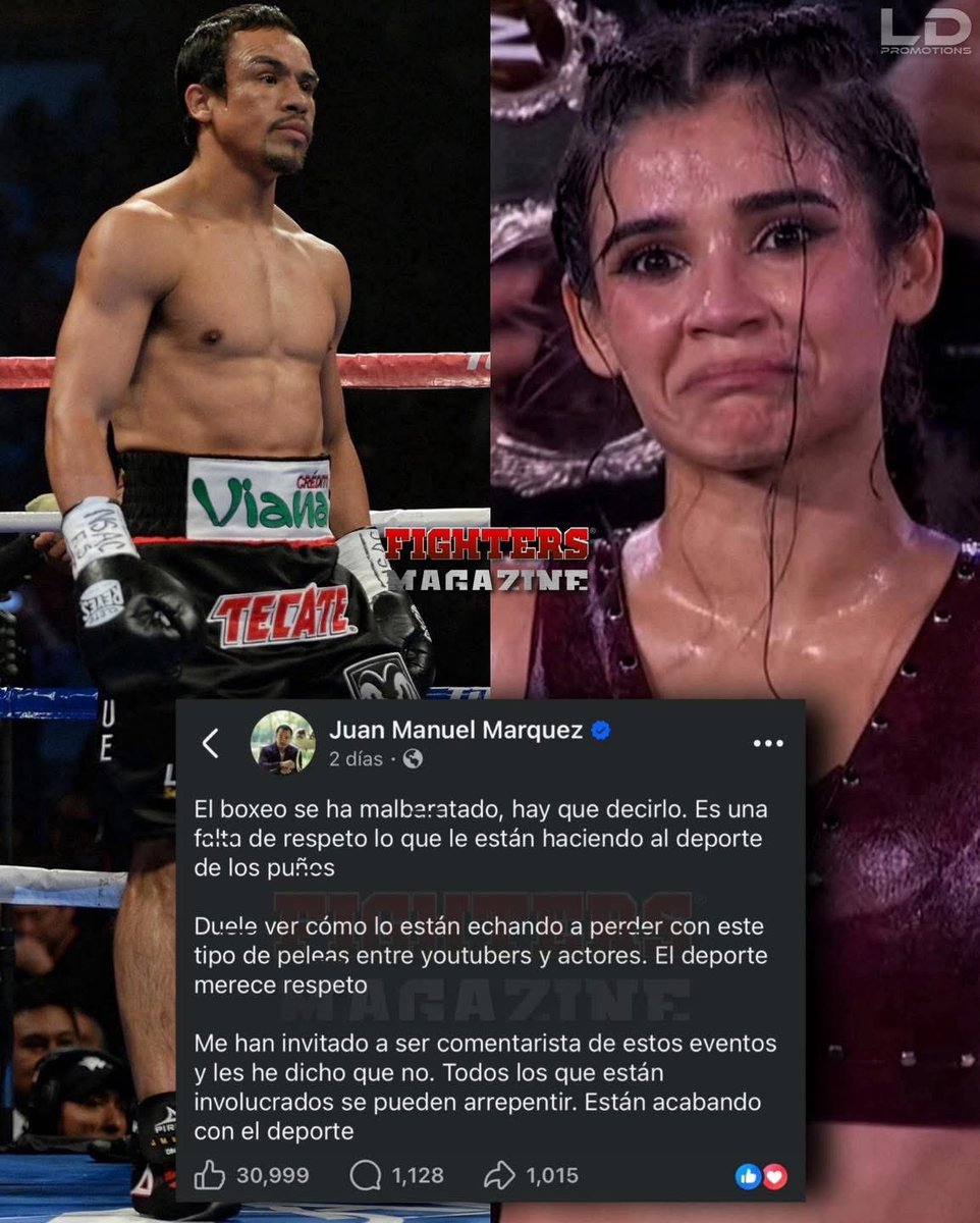 ElChocoflan's tweet photo. 🤌🏻🔥 “EL BOXEO SE HA MALBAᎡATAD0. LOS Y0UƬUBERS LO ECHAᎡON A PEᎡDEᎡ”.

El ídolo mexicano, Juan Manuel Márquez preciso y directo ante Alana Flores, Supernova, Poncho De Nigris, Ring Royale.

¿Qué opinan? https://t.co/BcH8hO7KIe
