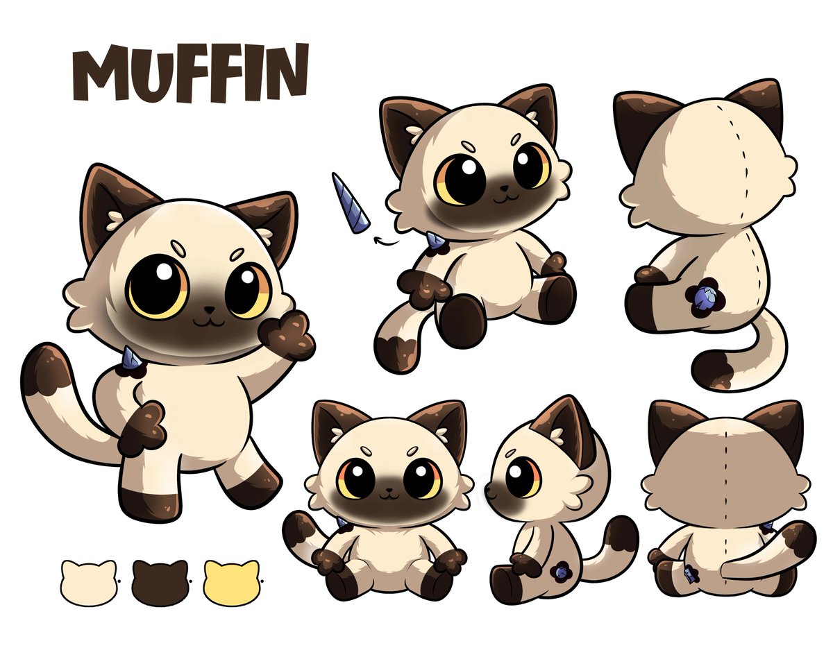 ShinjiroSigma's tweet photo. I want you all to meet my best friend, Muffin! He's a cat plushie who I wished come to life! He's the softest, cutest and toss-able kitty ever! What's that? You're wondering about the strange horn and the scab surrounding it? Stay awhile and listen. I'll be ready soon.

Once again, thank you to @PinkbeeToonz for the insanely cute art!