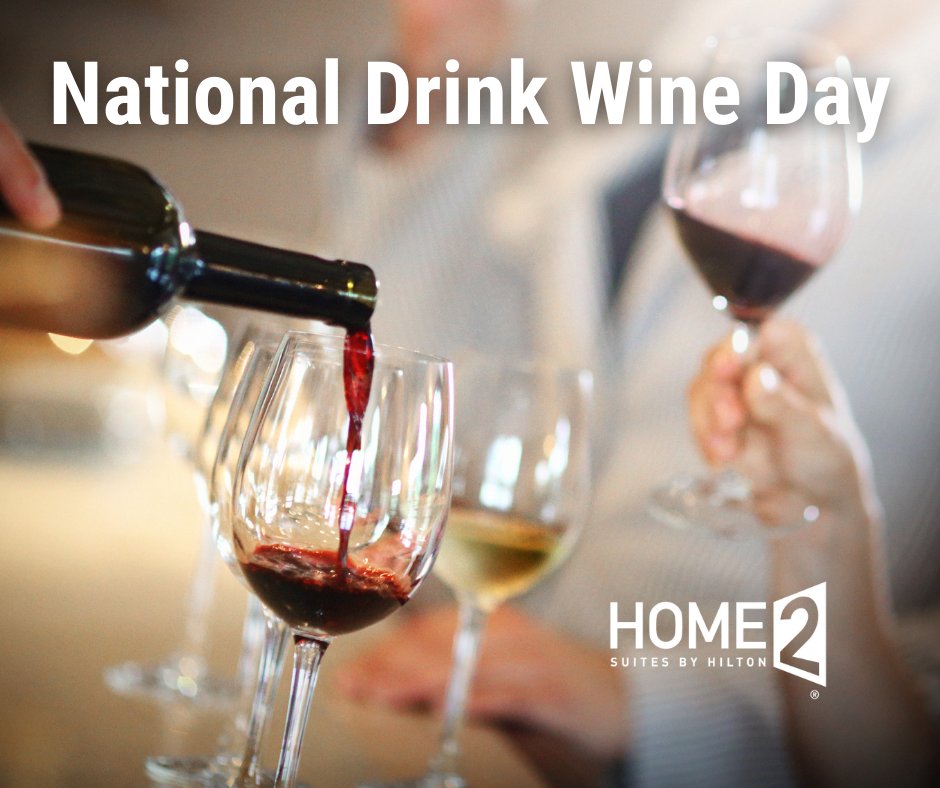 Cheers to National Drink Wine Day! 🍷 We are looking for the best wine spots in Beloit to share with our guests. Where is your favorite place to enjoy a perfect pour? Let us know your top recommendations below! #Home2Suites #BeloitWI #NationalDrinkWineDay