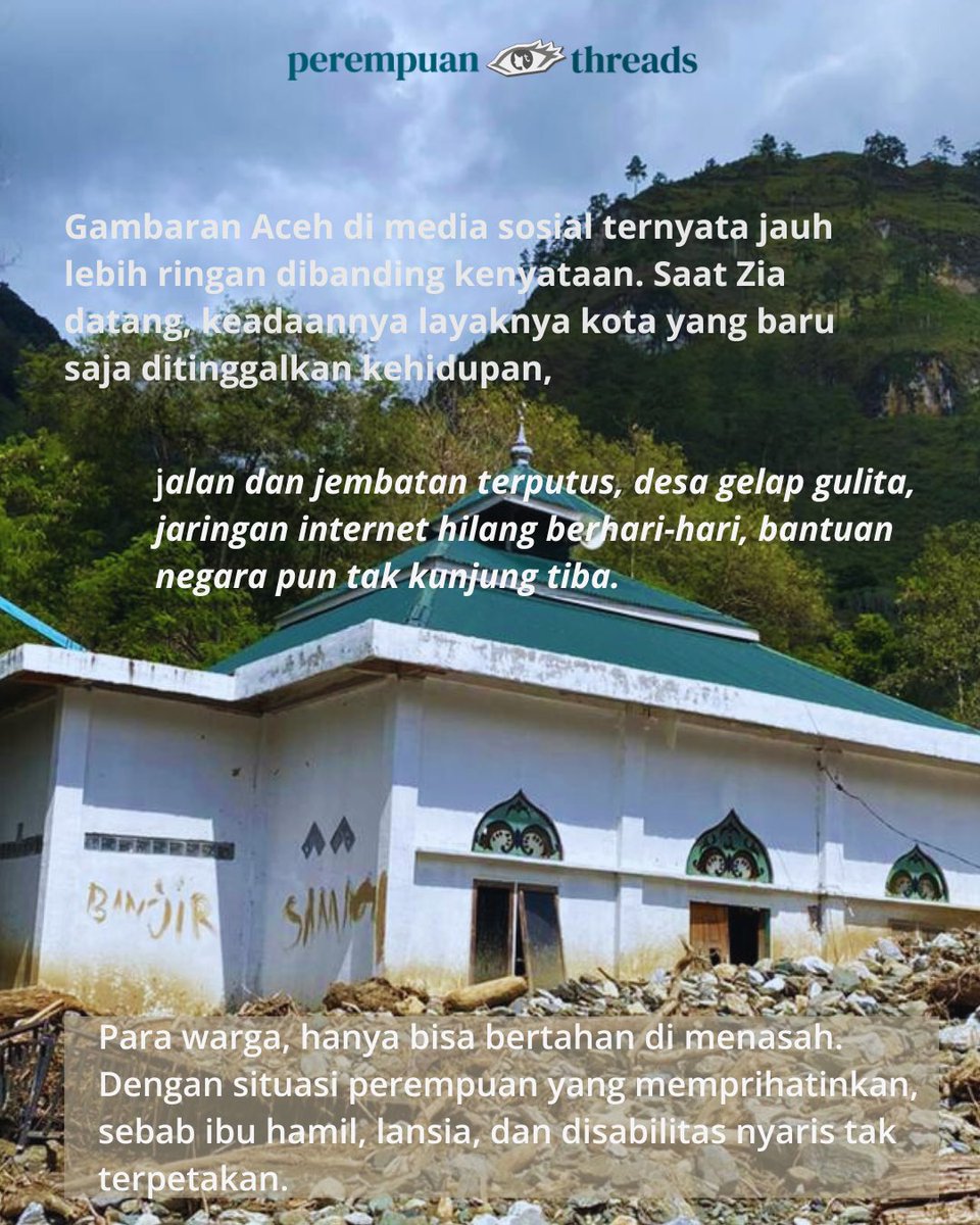 Bencana di Aceh dan Sumatra saat ini masih jauh dari kata pulih, dengan banyak warga yang berjuang memulihkan kehidupan di tengah keterbatasan akses dan bantuan.

Baca artikel selengkapnya perempuanthreads.com/pwa/detailpost…