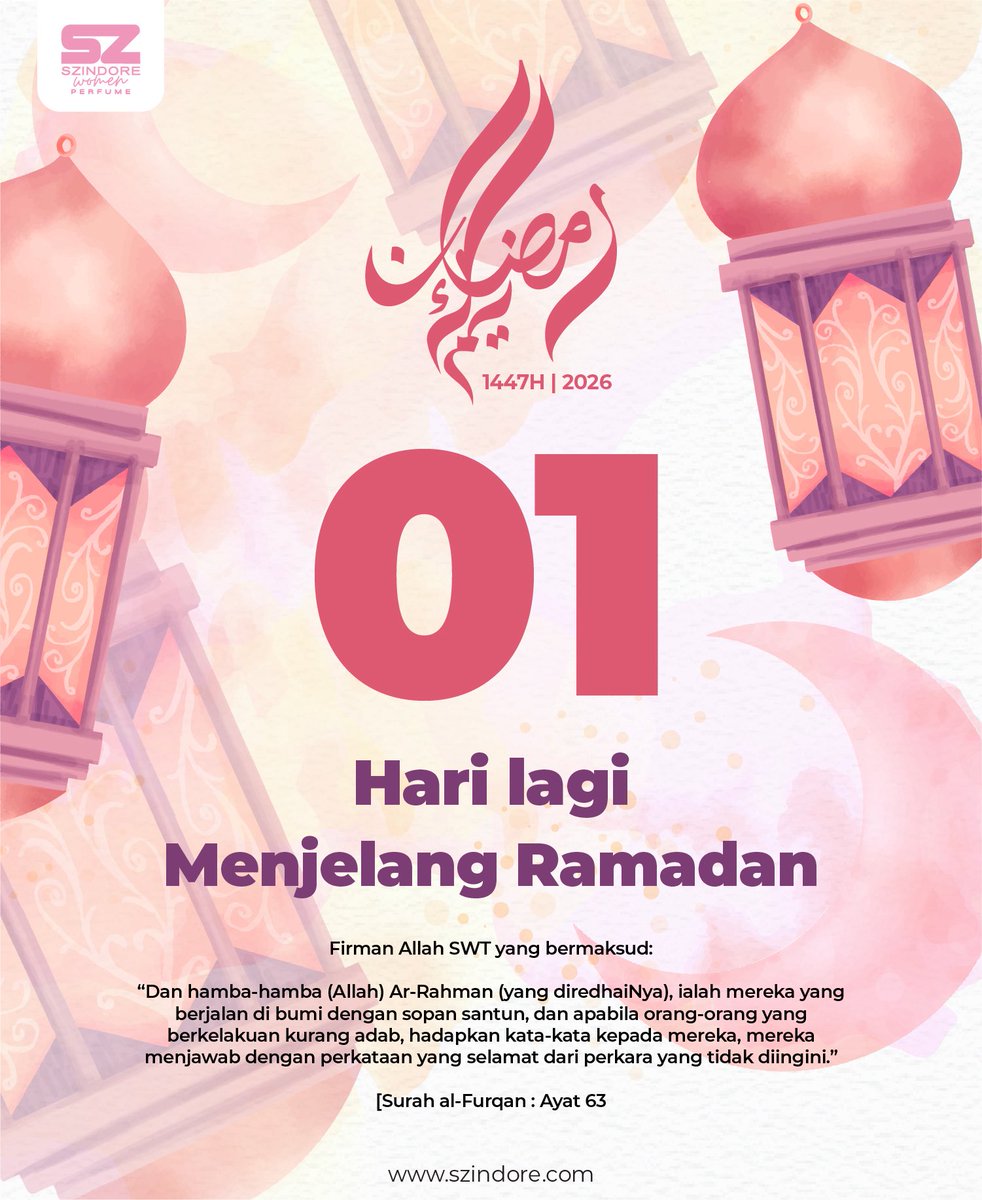 szindorw's tweet photo. 1 Day to Ramadhan! 

#szindore #Perfume #localbrand #perfumemalaysia #bestsellers #perfumeviral #Ramadan #ramadhan2026 https://t.co/wdcKTpu6eJ