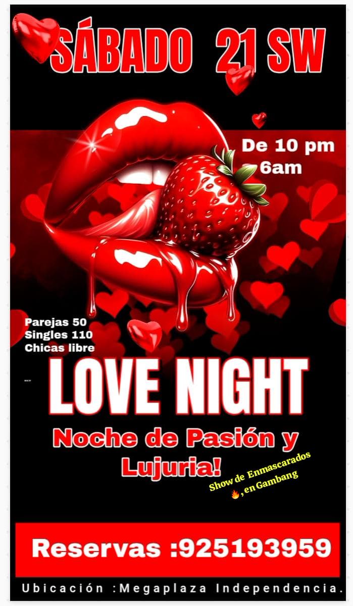 Fiesta central solo para parejas, chicas y chicos de mente abierta y respetuoso del estilo de vida swinger.
Reservas wp 925193959.