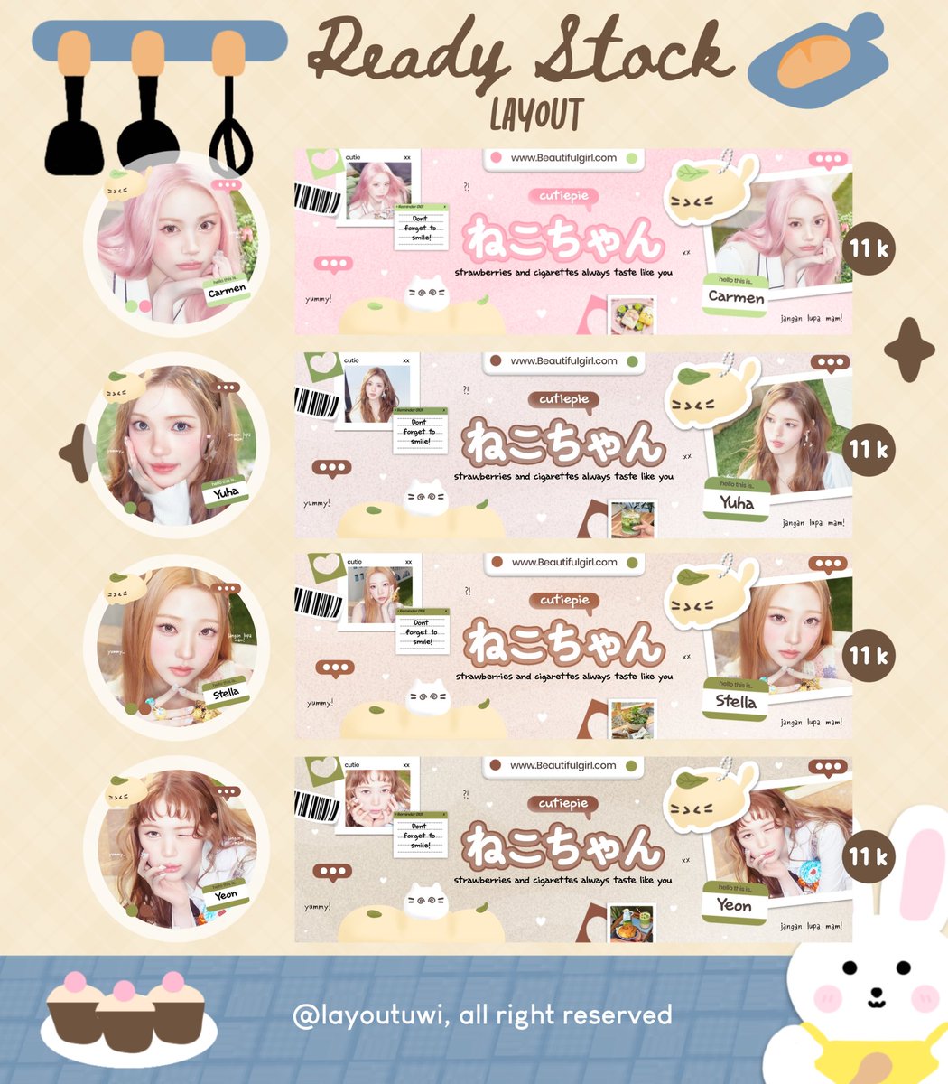 layoutuwi's tweet image. 🩷 : help repost? thanks

halo ꒰ᐢ⸝⸝⸝ᐢ꒱⸒⸒ aku bawa layout ready stock h2h⊹ ࣪ ˖ 🎐🪞yang bisa kamu jemput sekarang juga. Yuk jajan🌸

#zonauang