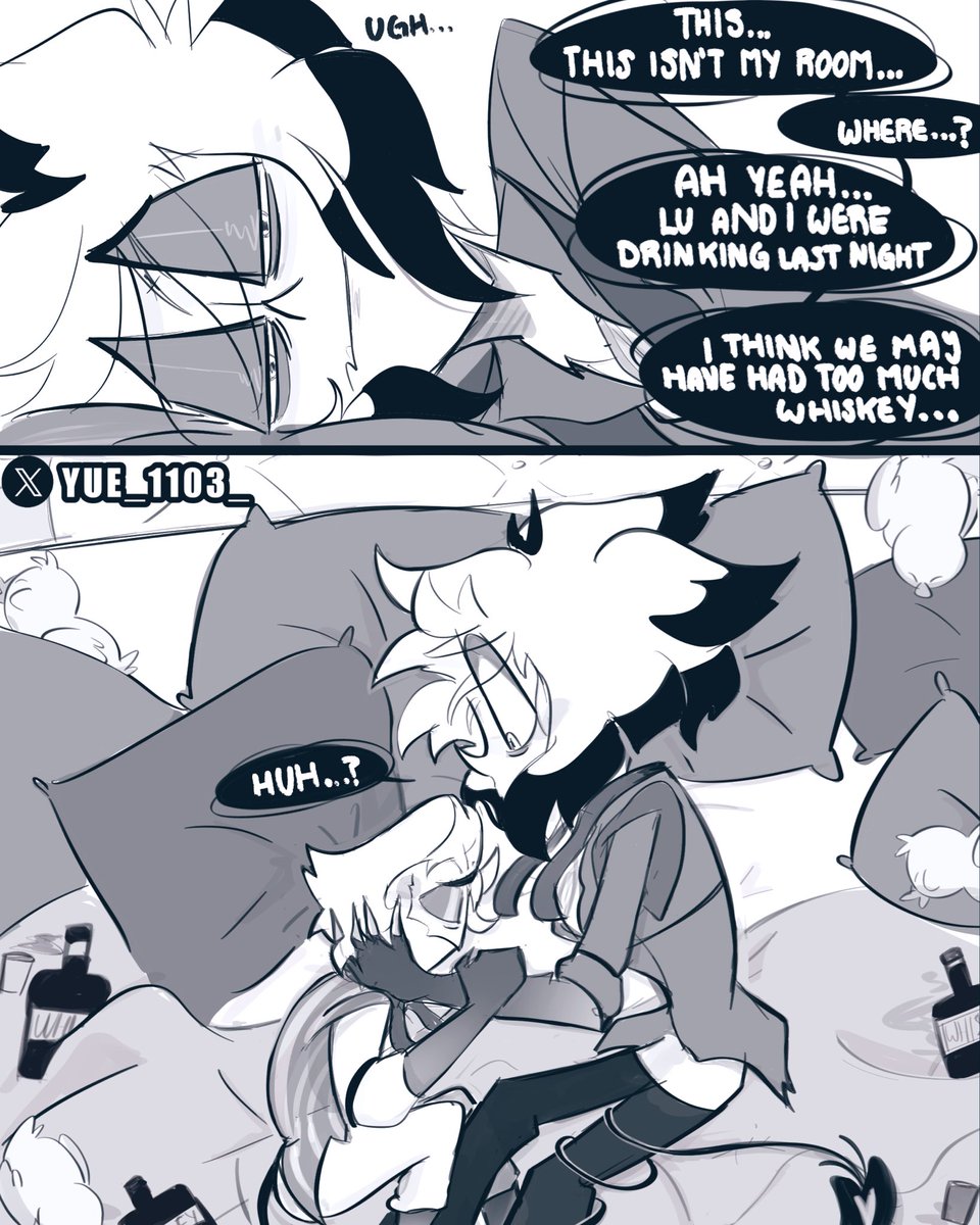 Yue_1103_'s tweet photo. The lovebirds waking up 🤭💖

#radioapple #alastor #lucifer #hazbinhotel https://t.co/AtVWrnANLG