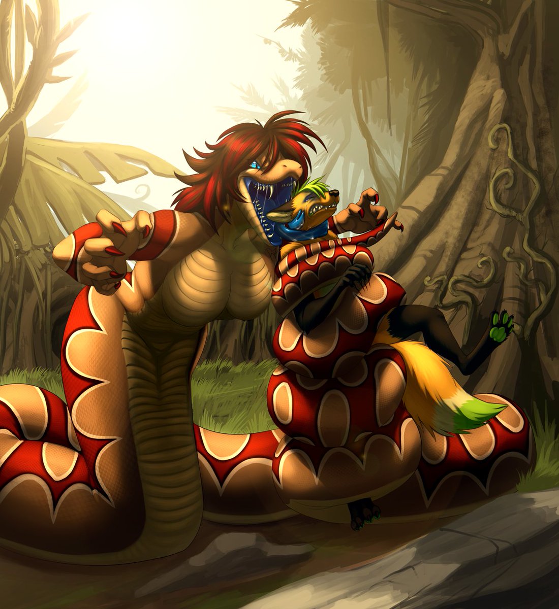 One of my favorite Liara pieces showing her grabbing a quick snack. I'm sure you will be next since you're taking the picture instead of running.

Art by: <a href="/apexconcoction/">🧪Concoction🧪</a> 
Fox is: @/demonancer