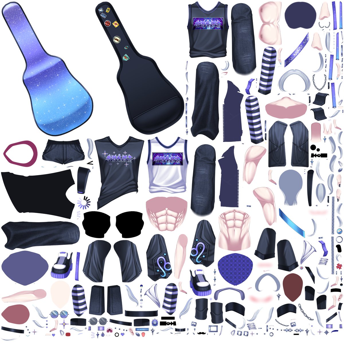 Just me casually showing my texture layers 
My model textures, fully handcrafted💖 
#Live2DWIP #artmoots