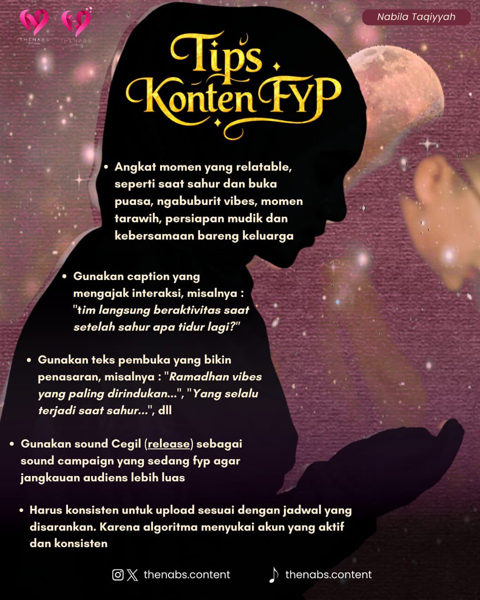 THENABS RAMADHAN IS COMING! 📡

Thenabs, are you ready?
Ramadhan kali ini bukan cuma hadir, tapi kita akan turut meramaikan timeline dgn konten fyp penuh kebaikan menggunakan sound cegil

Yuk ikut ramaikan!
Gunakan #1447menCEGIL

Let's make ramadhan more meaningful together 🌙✨