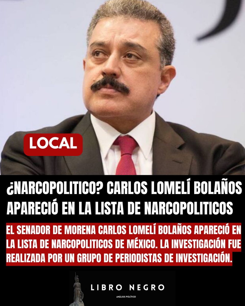 #ULTIMAHORA 🔴| ¡Incluyen al morenista Carlos Lomelí en la lista de Narcopoliticos! 😱😱😱

El senador de Morena Carlos Lomelí Bolaños fue incluido en la lista de Narcopoliticos de México. 

Esta lista fue creada por los periodistas de investigación, Oscar Balderas y Miguel