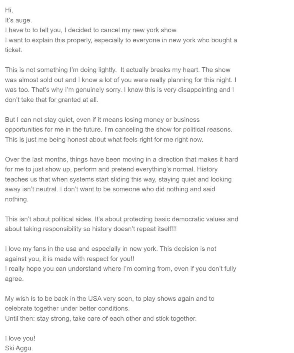🚨 Ski aggu cancelled his NYC show.