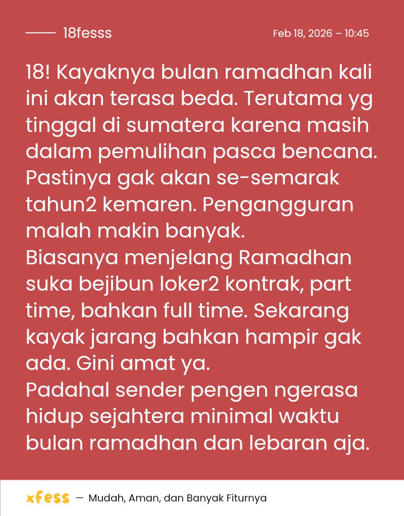 18fesss's tweet photo. 18! Kalo aku ditakdirkan nganggur tahun ini, please banget minimal bulan ramadhan sampai lebaran bisa hasilkan uang 🙏🙏 https://t.co/PuI0GkdHIx