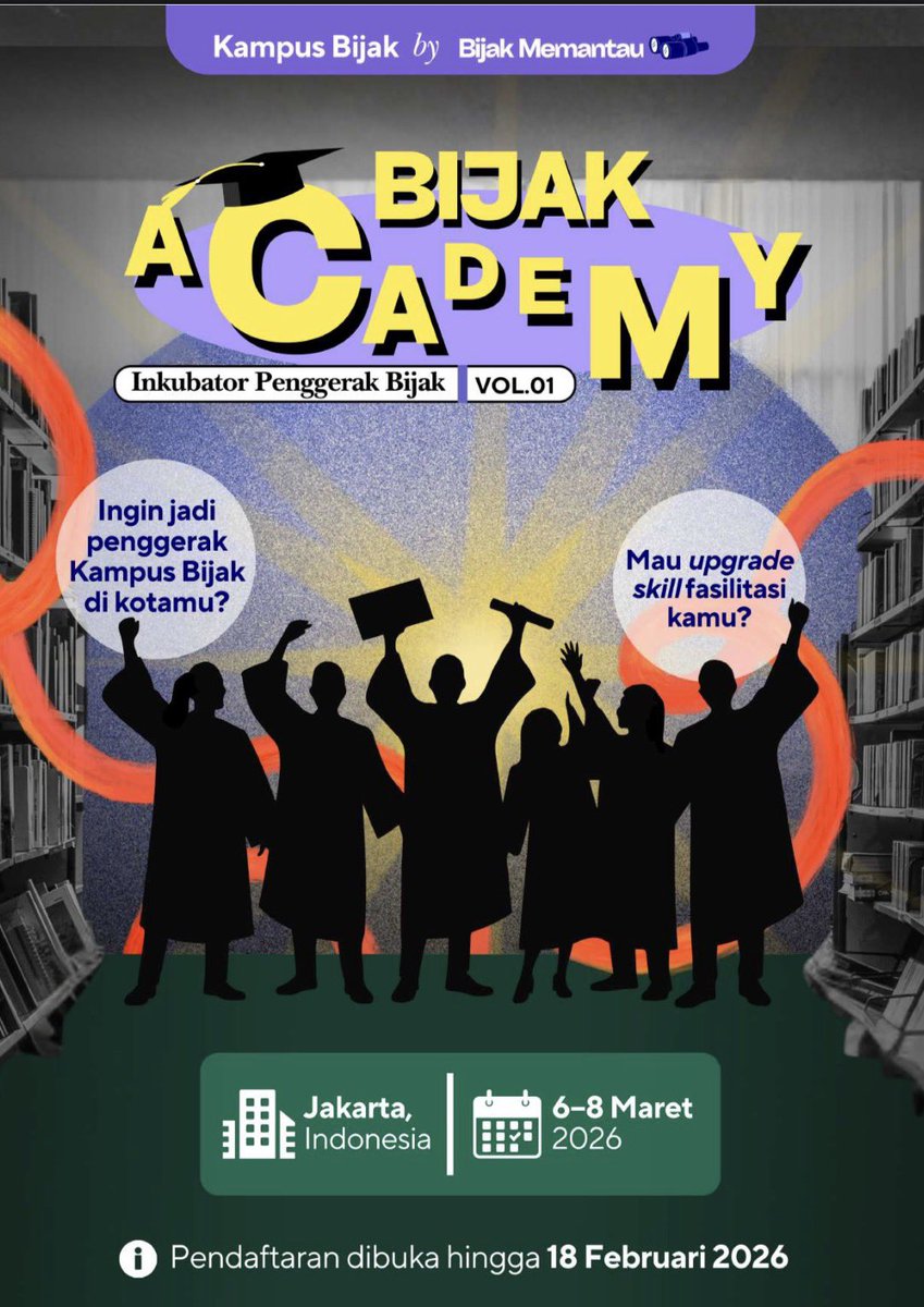 fisipers,

siapa tau diantara kalian ada yang tertarik untuk ikut kegiatan ini, ini GRATIS yaah hihihi! kalau ada yang tertarik yukk!!! segera daftar, atau bisa buka link dibawah ini yh!

s.id/InfoBijakAcade…