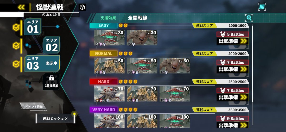 エリア3も完全クリア‼️ 後はエリア4さえ 完全クリア出来れば