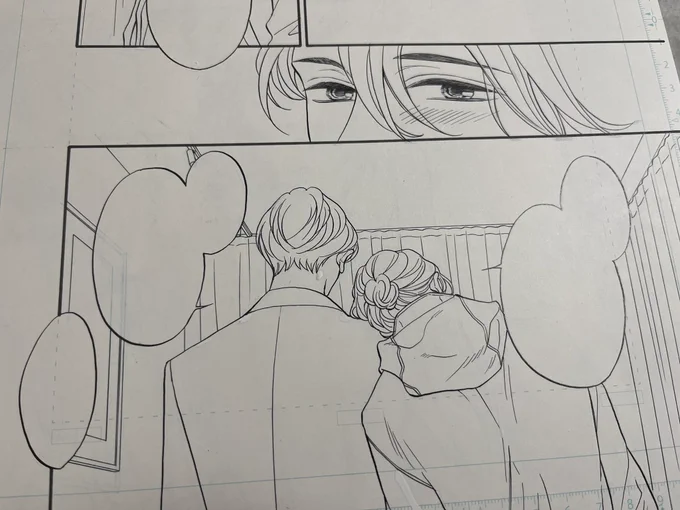 ペン入れも終わって本日から仕上げしてます〜しもべは2人とも黒髪なの好きだけど描くのはちょっと大変🖋️ 