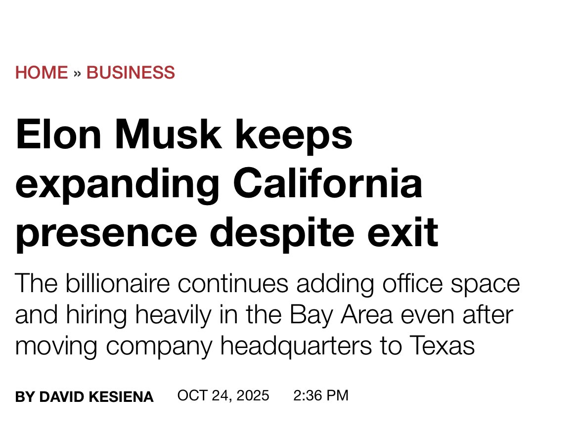 Fun Fact: Every time some right-wing tech bro “leaves” California, they usually end up investing more in the Golden State. 🤣