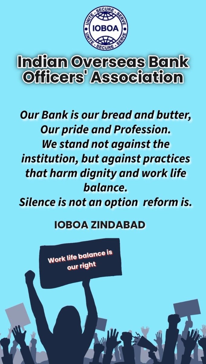 rajivssp's tweet photo. Dignity at work includes the right to a balanced life.
#IOBOA
#WorkLifeBalance
#PROTESTFOROURRIGHTS https://t.co/ONIAOIOb6f