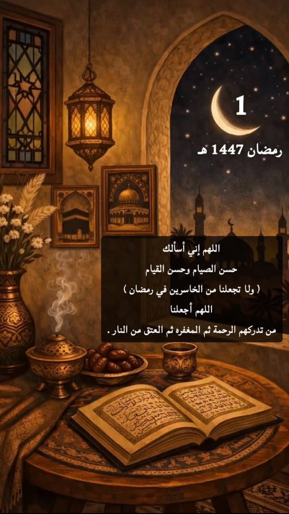 هنئكم بحلول شهر رمضان المبارك ..
أعاننا الله وإياكم على صيامه، وقيامه و أعاده الله علينا وعليكم بالصحة والعافية  🌙

 #رمضان_كريم