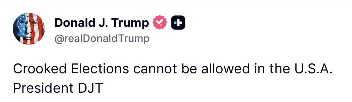 Breaking911's tweet photo. TRUMP: Crooked elections cannot be allowed in the USA. President DJT https://t.co/j2y8PbIlXf