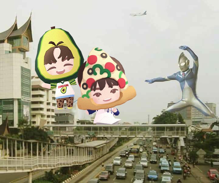 Ada Indonesia coy 😂 Not Pizza Man and Avocado Man fighting Ultraman in Jaktim 😂