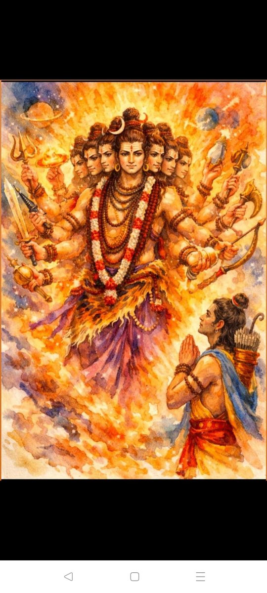 Shiva and Vishnu are considered non-distinct. Shiva loves Rama as himself, and in the Ramayana, he is often shown meditating on Rama’s name.Shiva, in his Rudra form, aided in the mission to destroy the ego (symbolized by Ravana).
Hara Hara Mahadeva 🙏