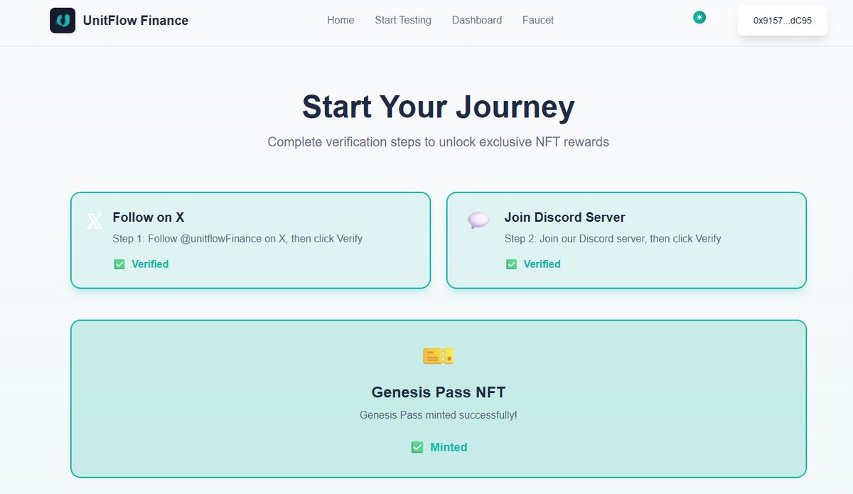 cryptomis47's tweet photo. UnitFlow Finance @unitflowFinance

Genesis Pass NFT
Genesis Pass minted successfully! https://t.co/fCbYv7W8sY