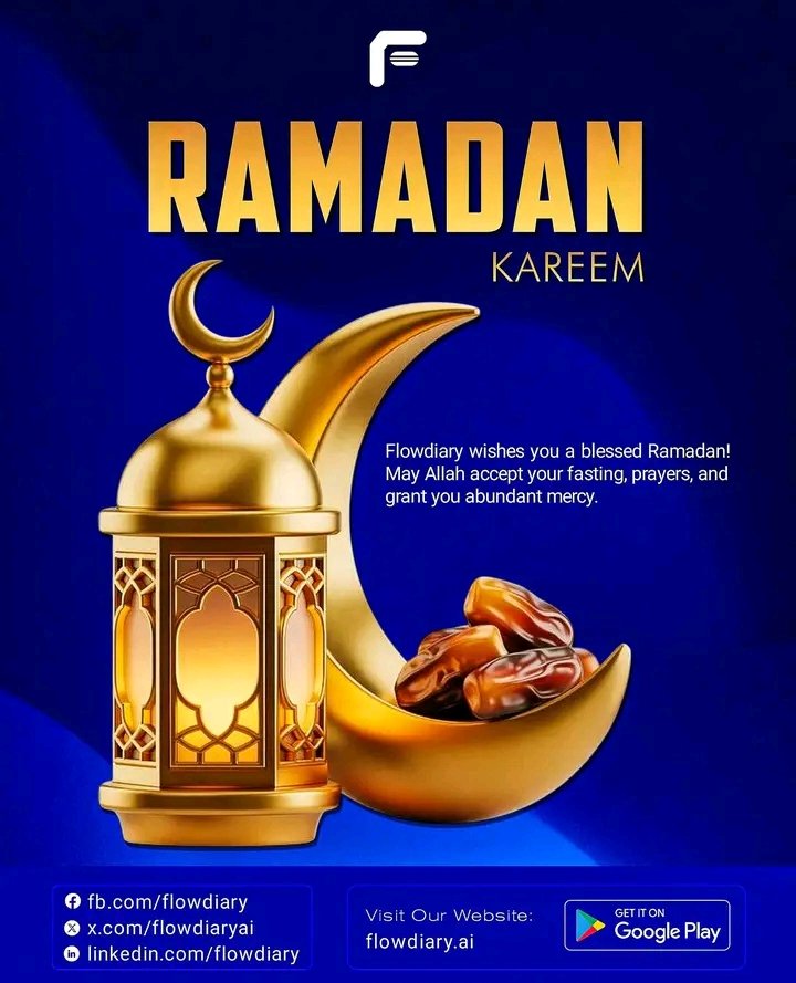 Ramadan is more than fasting from food and drink — it is a time to discipline the heart, purify the mind, and refine our character. May Allah bless us with His mercy, guidance, and abundant rewards throughout this sacred month.

Ramadan Mubarak 🌙✨

#Flowdiary #LearnOnFlowdiary