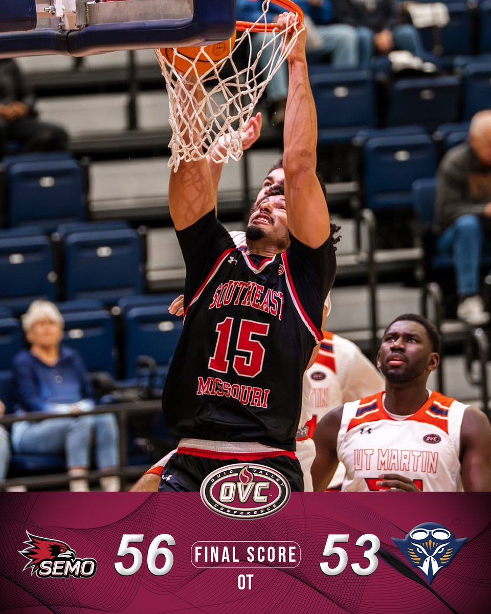 .<a href="/SEMOMBB/">SEMO Men’s Basketball</a> completes season sweep of Skyhawks, moves into a tie on 🔝 of the OVC 🏀 standings.

#FeelinRowdy | #OVCit