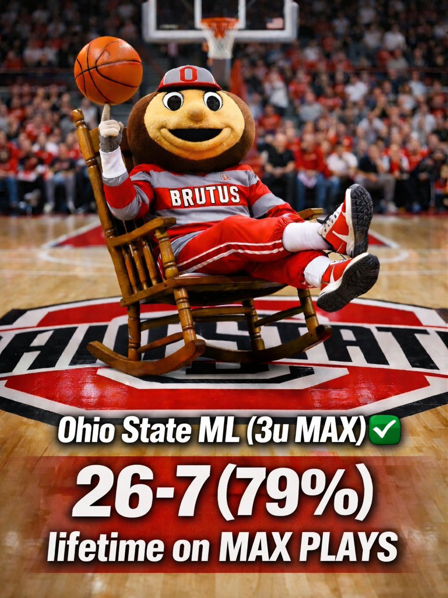 ROCKING CHAIR CITY 🔥

Our College Hoops savant <a href="/RandallKBets/">Randall</a> smashed another 3U MAX with Ohio State ML

A blowout winner as a MAX play should be — running Wisconsin out of the gym by 17!

He moves to 26-7 (79%) on MAX plays lifetime

When Randall goes MAX, you follow, period! 🔒