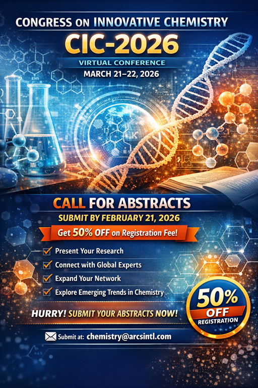 arcsintl's tweet photo. 🧪📢 Call for Abstracts!

Join the Congress on Innovative Chemistry (CIC-2026)
🗓 March 21–22, 2026 | 🌐 Virtual Conference
Present your research. Connect globally. Explore innovation.

📩 chemistry@arcsintl.com
#CIC2026 #InnovativeChemistry #CallForAbstracts https://t.co/ZKWfmyI4Uj