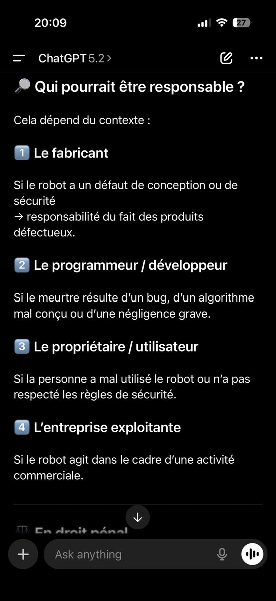 Si un robot commet un meurtre, qui est responsable?