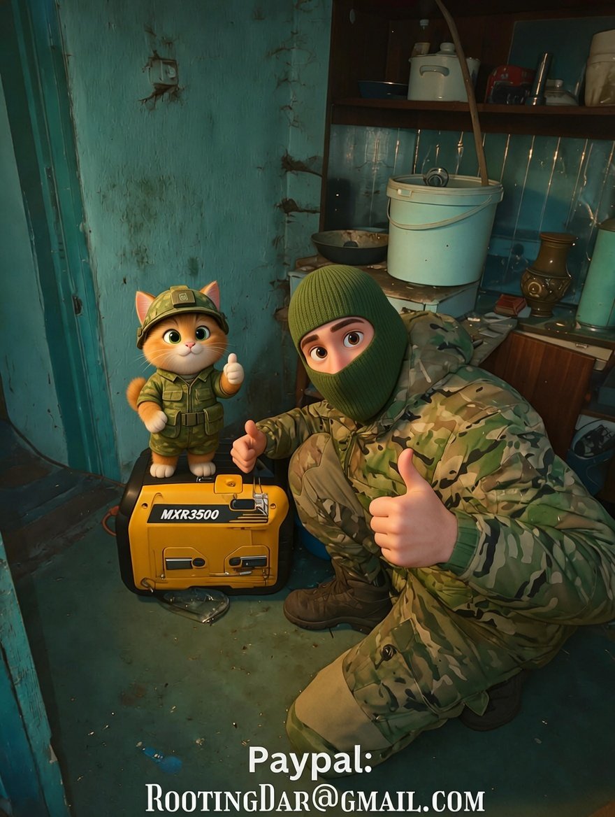 Good morning from Ukraine 💙💛
🆘️ $426 is left to raise to buy the first MXR3500 generator for mortar company of 𝕥𝕙𝕖 𝔸𝕝𝕝𝕚𝕒𝕟𝕔𝕖 𝔻𝕚𝕧𝕚𝕤𝕚𝕠𝕟.
Help, please 🙏
ℙ𝕒𝕪𝕡𝕒𝕝: RootingDar@gmail.com