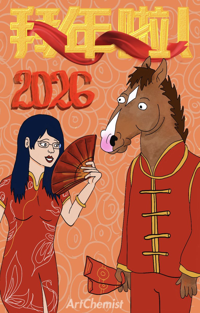 ArtChemist's tweet photo. Lunar New Year of the Horse #Bojack https://t.co/32S1fVgsbd