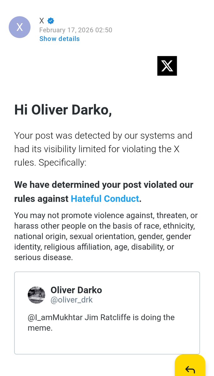 Turns out my tweet was “hateful” against multibillionaires who exploit the system.