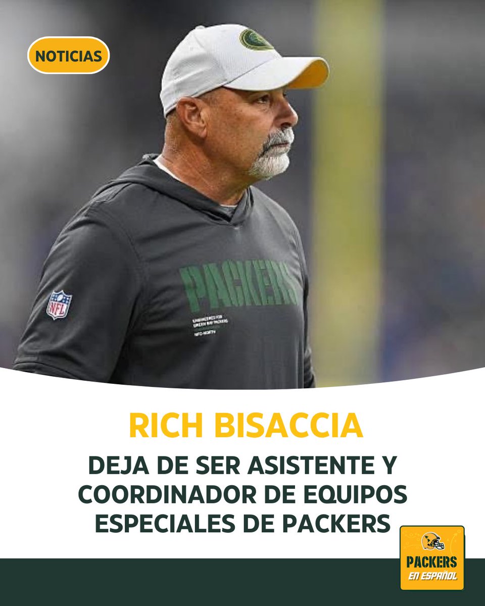 ❌ FUERA DE GREEN BAY.

Rich Bisaccia decidió “hacerse a un lado” a la posición de asistente de head coach y coordinador de equipos especiales de los Packers.

#GoPackGo #PackersES