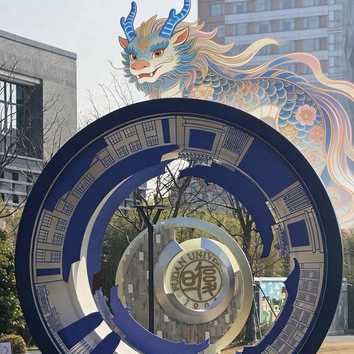 FudanUniversity's tweet photo. It looks like a whole squad of mythical #Nians (年) decided to swap their usual haunts for a tour of our campus! They’ve clearly caught the spirit of the #ChineseNewYear. They’re here to spread some ancient luck, and chase away any lingering bad luck from the year past.🧧❤️ https://t.co/Zrjlk9CCie