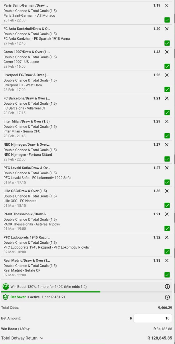 TebogoDieman's tweet photo. Home or draw &amp; Over 1.5 goals🔥⚽🔥⚽

To the promised land 🔌

9400 odds 📌

Stake R10 potential return 128K 💰🧘🏿

☁🙆☁

I just placed a bet with Betway. Tap here to copy my bet or search for this booking code in the Multi Bet betslip BW3D675E4F https://t.co/Jm4micFX1J https://t.co/BpxgcNb6oI