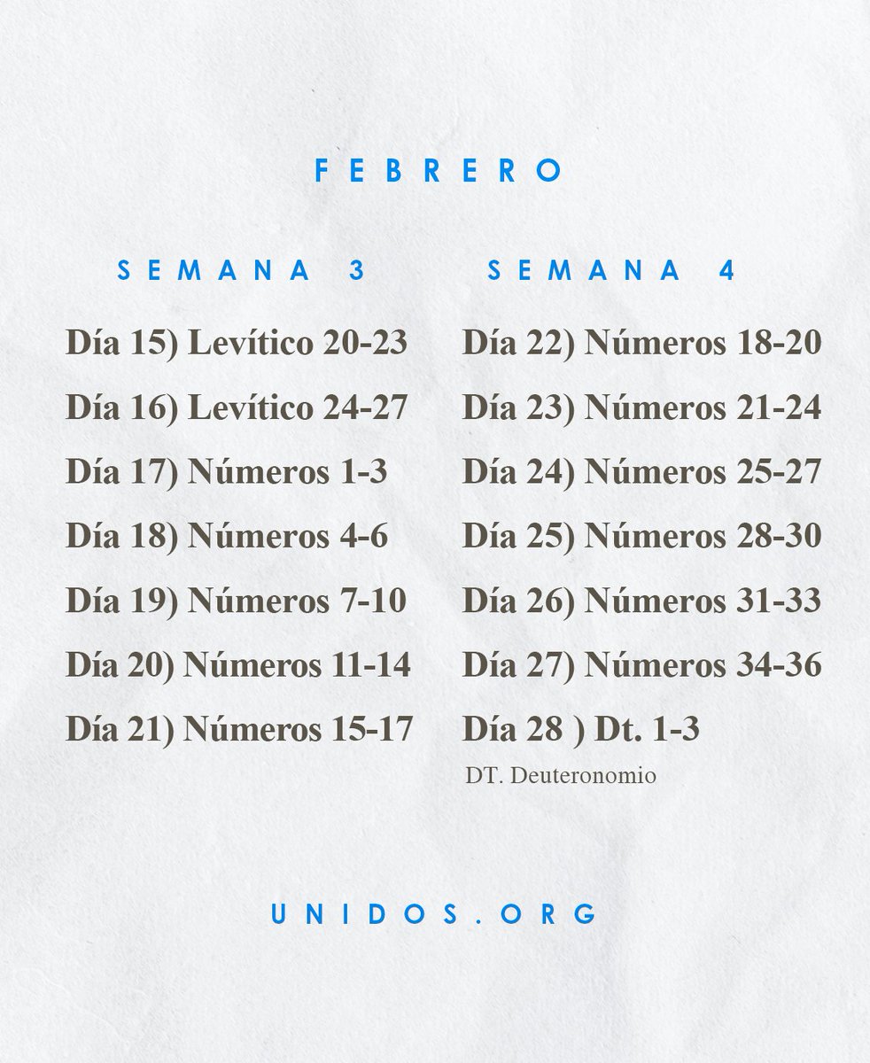 unidosdp's tweet photo. Guía de lectura bíblica de febrero:  Semana 3 y 4. https://t.co/LSg8Lre6EB