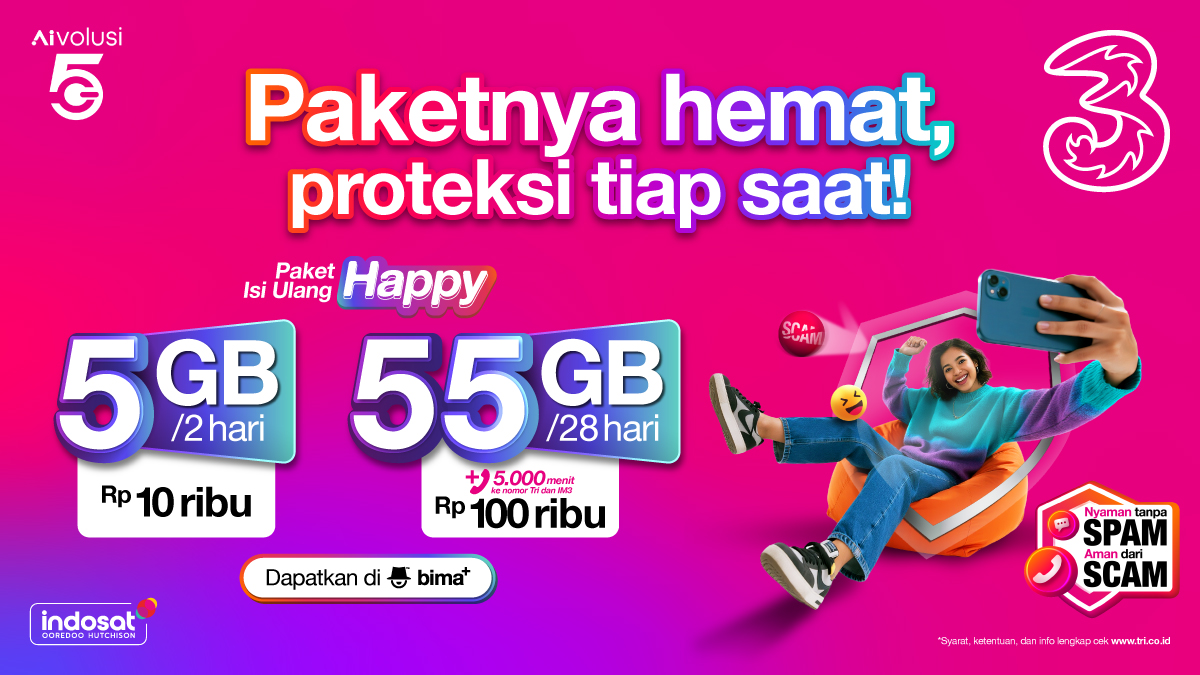 triindonesia's tweet photo. Siapa yang resolusi 2026-nya mau rajin ngonten?!
Cusss pakai #Happy 55GB siap buat ngonten akhir tahun.
Makin hemat, makin puas dapat ektsra nelpon 5.000 menit.
Beli di aplikasi #bimaplus atau klik https://t.co/khl8yH5RsJ
#IniWaktunyaKita internetan hemat pakai #TriLebihHematSinyalCepat