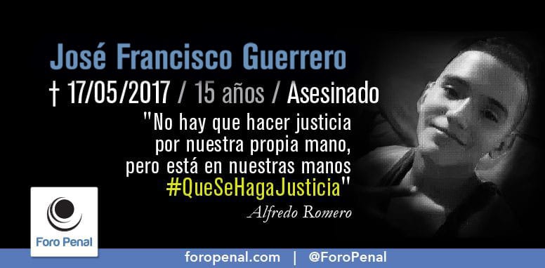 ForoPenal's tweet photo. #lnMemoriam hoy #17F recordamos a:
𝗝𝗼𝘀é 𝗘𝗿𝗻𝗲𝘀𝘁𝗼 𝗠é𝗻𝗱𝗲𝘇, 17 años, estudiante de ingeniería naval, participaba en una manifestación anti gubernamental la noche del 17/02/2014 en la población de Carúpano, en el Estado Sucre. Esa noche, fué arrollado por un contratista de la petrolera estatal PDVSA que conducía una camioneta propiedad de la empresa. En un video aficionado grabado al momento se ve cómo, el chófer se llevó por delante al grupo de manifestantes. José fue llevado a un hospital, donde finalmente falleció, en el mismo incidente otro joven también fue atropellado sufriendo fractura de ambas piernas. El homicida intentó huir del lugar de los hechos, pero fue detenido por los manifestantes que cerraron el paso.
𝗝𝗼𝘀é 𝗙𝗿𝗮𝗻𝗰𝗶𝘀𝗰𝗼 𝗚𝘂𝗲𝗿𝗿𝗲𝗿𝗼, 15 años, 17/05/2017 falleció en un centro de salud al que ingresó tras ser herido por un disparo de arma de fuego en la espalda en medio de disturbios que se registraron en el sector de Sabaneta de la ciudad de San Cristóbal, donde se reportó la actuación de grupos de motorizados armados (colectivos).
Muchas han sido las víctimas de la represión en Venezuela, no los olvidemos.
@apnews
@elcomerciocom
@panam_post
#QueSeHagaJusticia