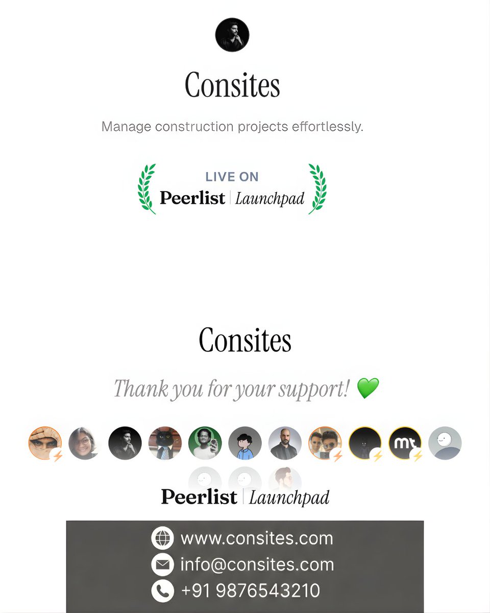 ConsitesApp's tweet photo. Stop chasing paper registers. Start building faster. 🏗️📈

We just launched Consites on Peerlist! 🚀 The "Everything App" for construction is here to kill the operational chaos.

#Consites  #ConstructionLife  #CivilEngineering  #SaaS #IndianStartups #Peerlist https://t.co/umFVugcYnI
