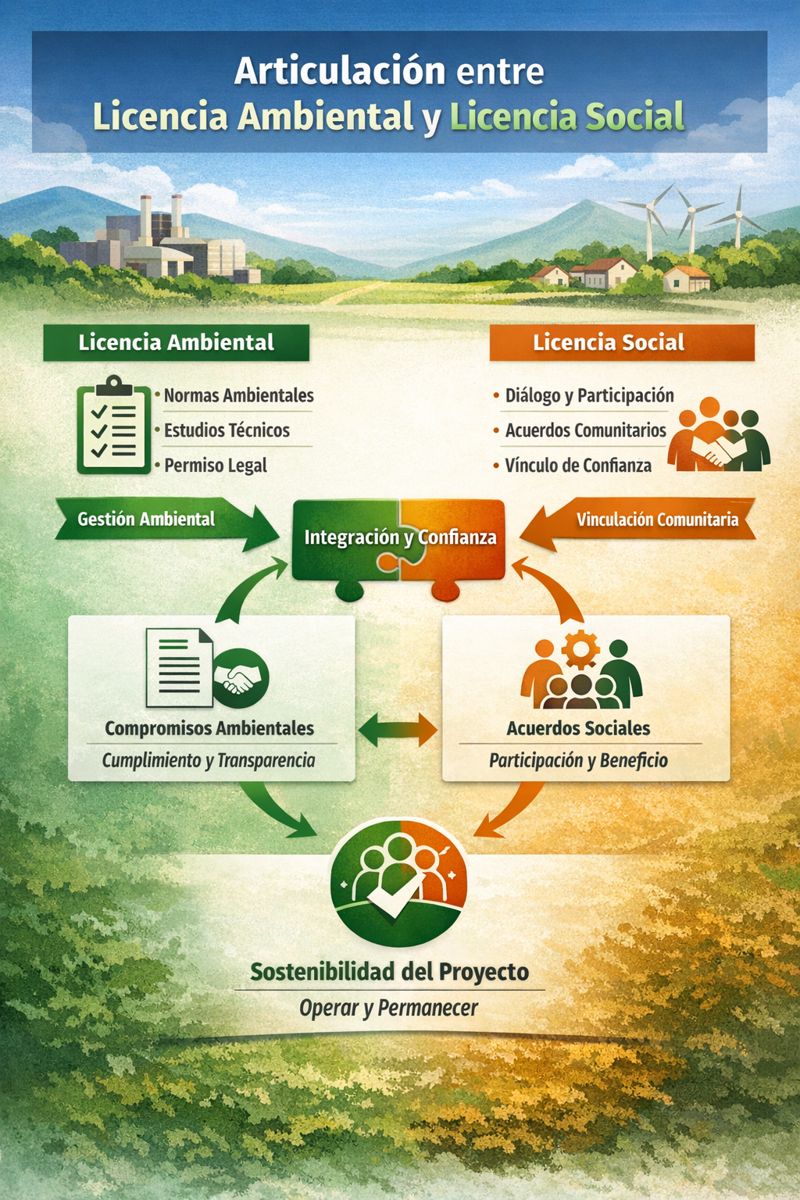 Un proyecto puede tener licencia ambiental y fracasar socialmente. 
La verdadera sostenibilidad se logra cuando la licencia ambiental y la licencia social se gestionan de manera integrada, transparente y medible
<a href="/IngjrRodrigo/">Rodrigo Fernandez</a> <a href="/consuelordonez/">Consuelo Ordóñez</a> <a href="/avecinop/">Alvaro Vecino</a> <a href="/ACastillaR/">Alvaro Castilla R</a>