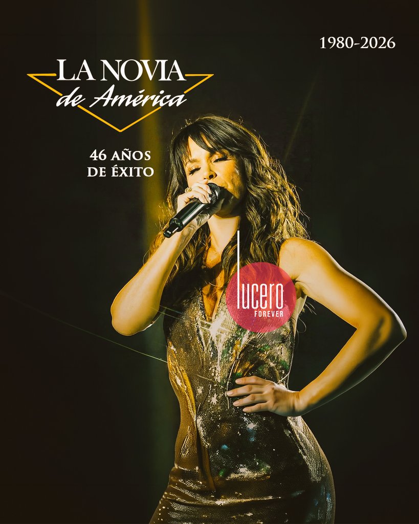 ¡46 años de brillo y éxito se cumplen hoy! 

⭐ #LUCEROFOREVER ⭐ 

#Lucero2026  #Lucero46AñosDeCarrera  #LaNoviadeAmérica #LuceroDeMéxico