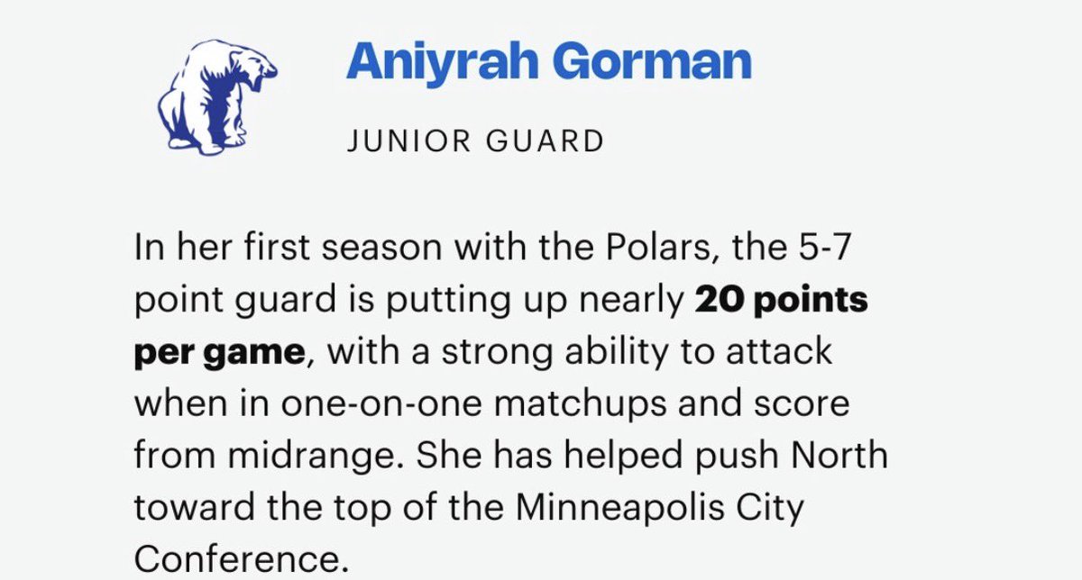 JamesWSchmidt's tweet image. Checkout Class of 2027 PG Aniyrah Gorman @aniyrahgorman of MPLS North Tough Tough PG!!
I'm excited to watch Gorman with the @MNSunsbball and Coach Notch @CoachNotch @SelectEventsBB @GMacHoops @EricJrAllStar @FiveStateHoops